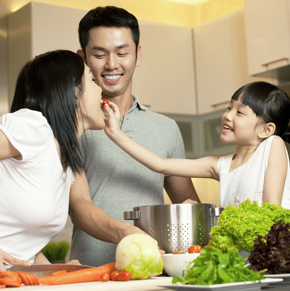 family eating dinner