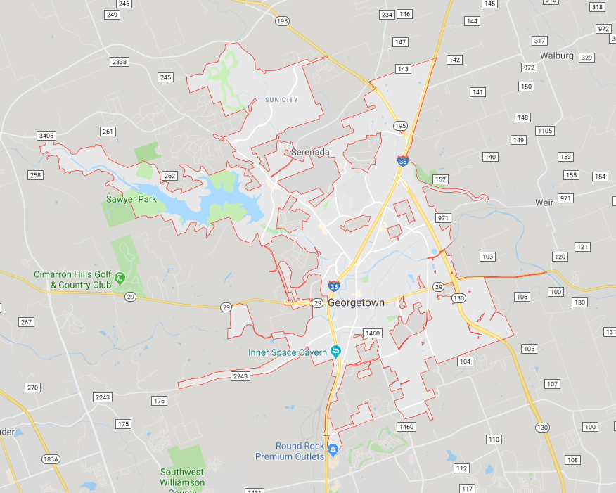 map of Georgetown TX 