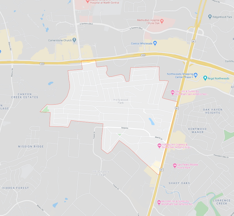 map of Hollywood Park TX